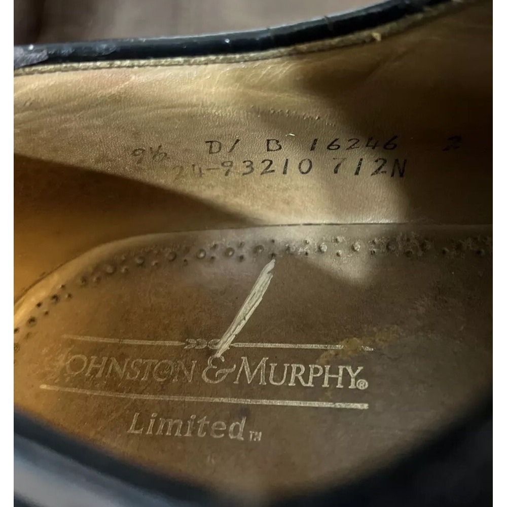 Johnston & Murphy Limited Wingtip Oxford Lace Up Shoes Men's SZ 9 1/2 Black - Picture 8 of 10
